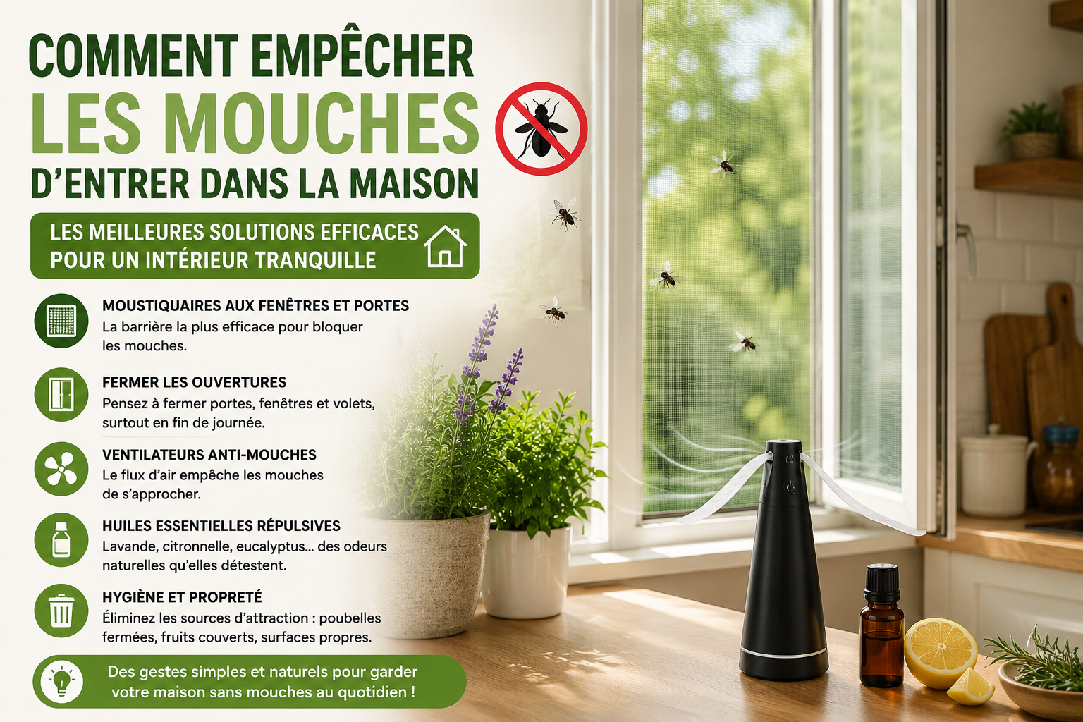 Comment empêcher les mouches d’entrer dans la maison efficacement