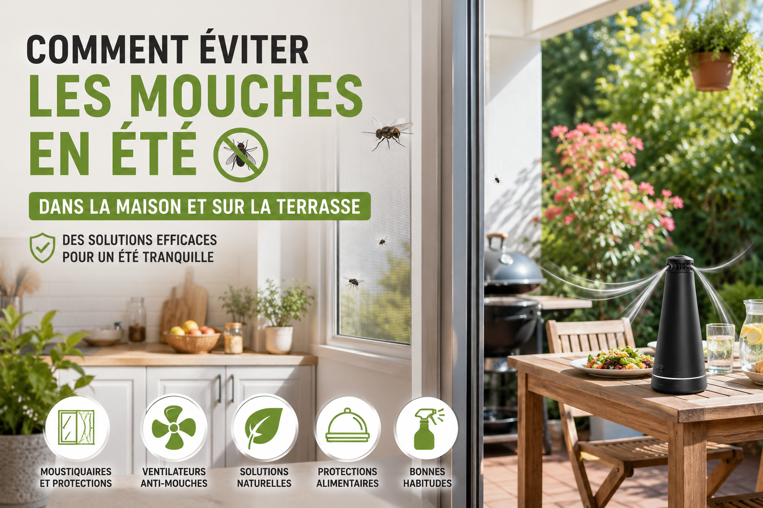 Comment éviter les mouches en été dans la maison et sur la terrasse efficacement