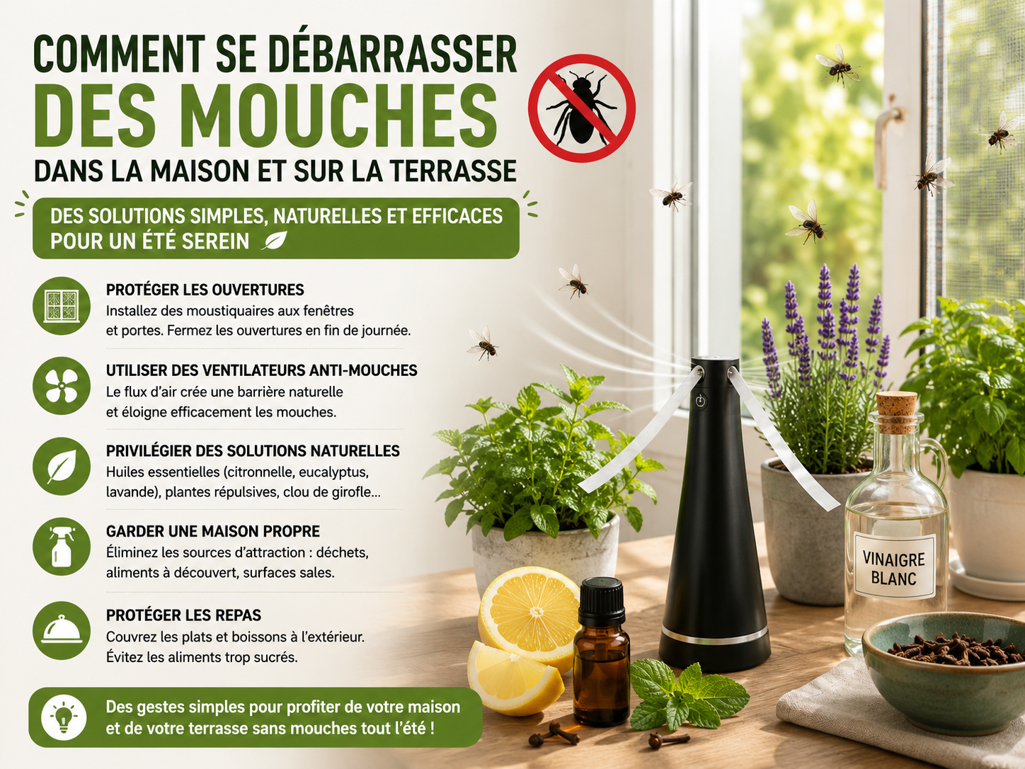 Comment se débarrasser des mouches dans la maison et sur la terrasse efficacement