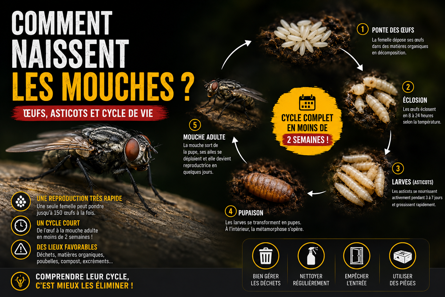 Comment naissent les mouches ?