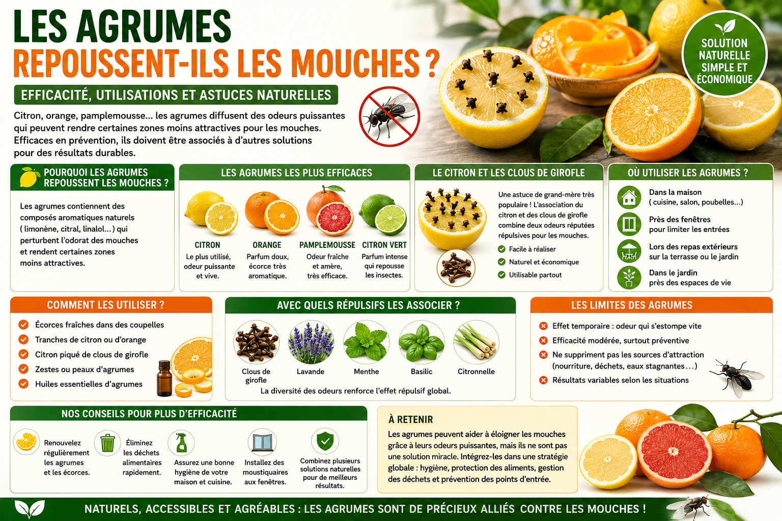 Les agrumes repoussent-ils les mouches ? Efficacité et astuces