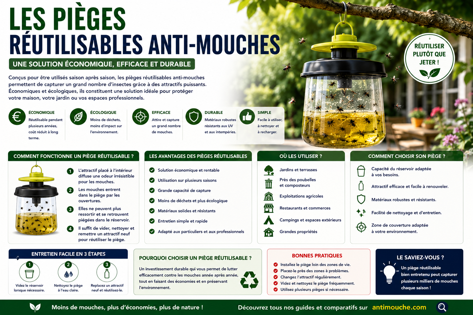 Les pièges réutilisables anti-mouches