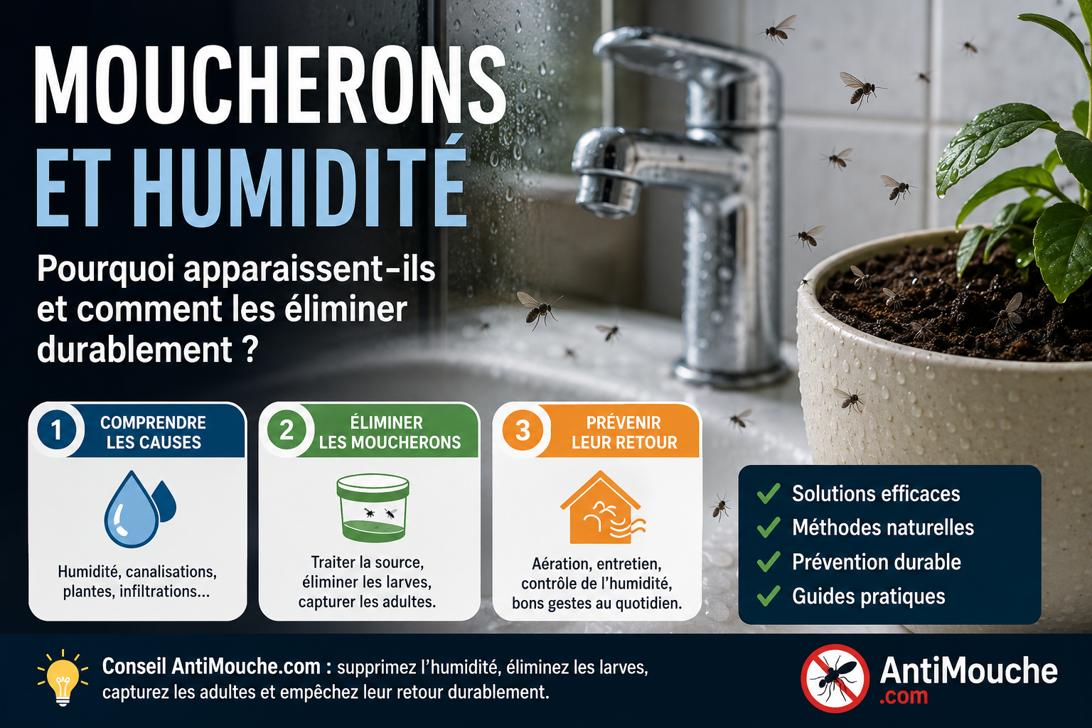Moucherons et humidité : pourquoi apparaissent-ils dans les pièces humides ?