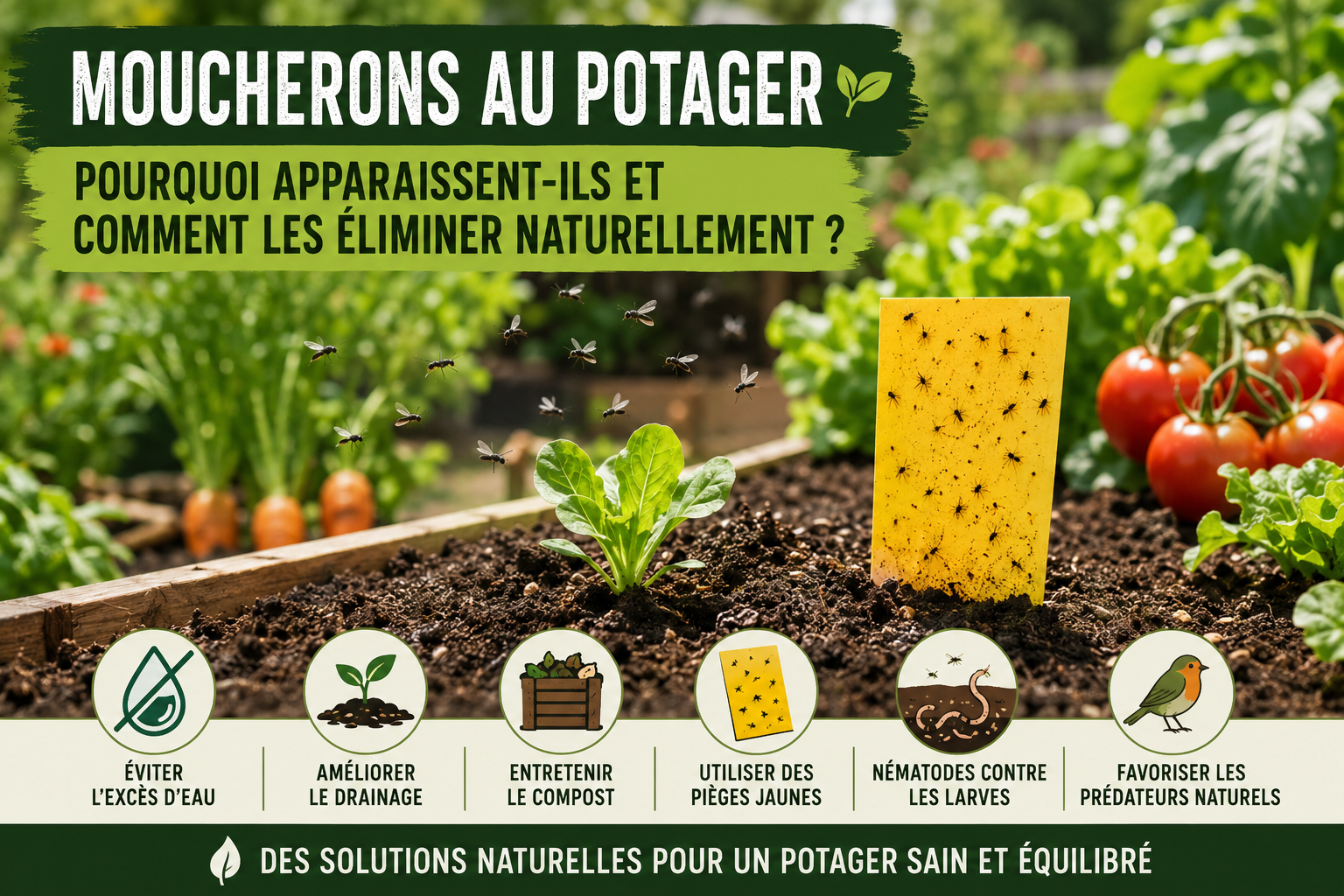 Moucherons au potager : causes, solutions et prévention naturelle